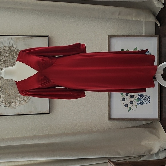 New GAP Elegant Red Satin Empire Dress Size S - Picture 8 of 13